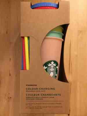 New Starbucks Reusable COLOR CHANGING Cold Cup Collection 5 Pack Lid Straw 24oz - Sold on eBay May, 8th 2019 for $62.00