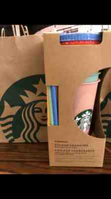 Starbucks New Summer Color Changing Cold Cups 5 Cups 5 Lids 5 Straws REUSABLE! - Sold on eBay May, 8th 2019 for $72.00