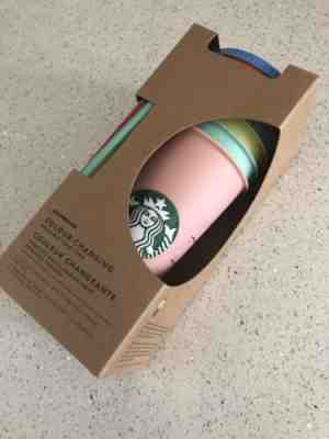 New Starbucks Color Changing Reusable Cups 2019!5 Cups, 5 Lids & 5 Straws - Sold on eBay May, 8th 2019 for $59.99