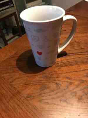 Starbucks 21 oz Coffee Cup/Mug Red Heart Grey Symbols w/ large handle - Sold on eBay May, 8th 2019 for $18.00