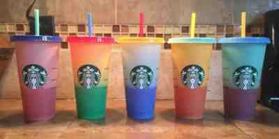 New RARE Starbucks 2019 Color-Changing Reusable Tumblers w Lids/Straws Set of 5 - Sold on eBay May, 8th 2019 for $76.00