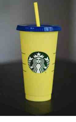 Single Starbucks Reusable COLOR CHANGING 1 Cold Cup 24oz- Citron-Emerald - Sold on eBay May, 8th 2019 for $24.99