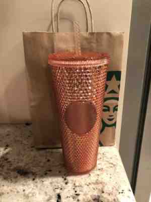 Starbucks Rose Gold Pink Radiant Iridescent Sparkling Jeweled 24oz Tumbler NEW! - Sold on eBay May, 8th 2019 for $26.00