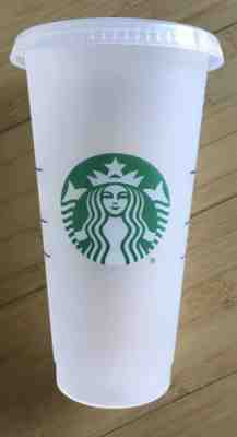 STARBUCKS 24 oz VENTI reusable clear frosted commuter travel cup tumbler Siren - Sold on eBay May, 8th 2019 for $7.50