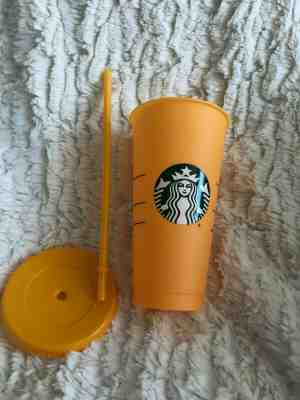 Starbucks Reusable Venti  Cold Cup Color Changing Apricot Tangerine - Sold on eBay May, 8th 2019 for $34.99