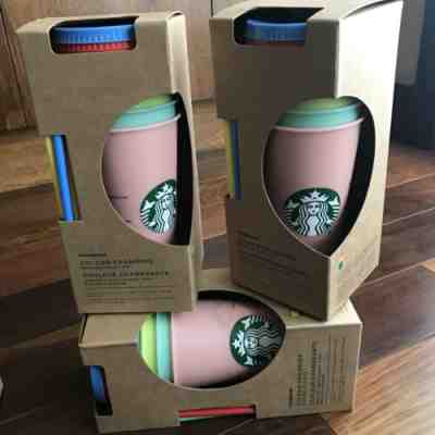 Starbucks Color Changing Cold Tumbler Set of 5 Cups 5 Lids 5 Straws Brand New - Sold on eBay May, 8th 2019 for $69.99