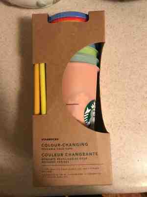 New Starbucks Color Changing Reusable Cold Cup Tumblers 24oz Venti Set Of 5 Cups - Sold on eBay May, 8th 2019 for $63.00