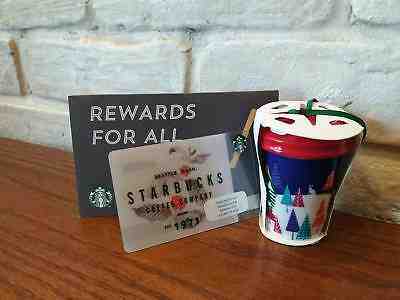  Starbucks Tumbler - Cold Cup Ceramic  Ornament  with SB Seattle Wash 1971 Card - Sold on eBay May, 12th 2019 for $20.00