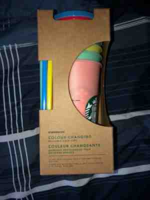 NEW STARBUCKS COLOUR-CHANGING COLD CUPS! 5 CUPS WITH LIDS AND STRAWS INCLUDED - Sold on eBay May, 12th 2019 for $50.00