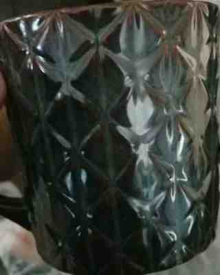 2 Rare STARBUCKS 2006 Blue Brown Drip Glaze Diamond Quilted Pineapple Coffee Mug - Sold on eBay May, 12th 2019 for $23.00