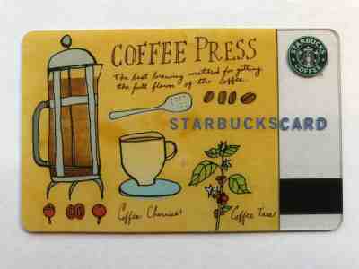 2003 Starbucks Gift Card Coffee Press Unused No Value Pin Hidden 6013 - Sold on eBay May, 12th 2019 for $18.99