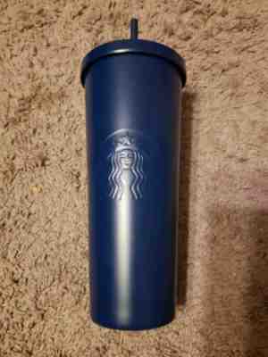 New Starbucks Stainless Steel Venti Cold Cup Matte Blue Travel Tumbler 24 Oz - Sold on eBay May, 12th 2019 for $7.50