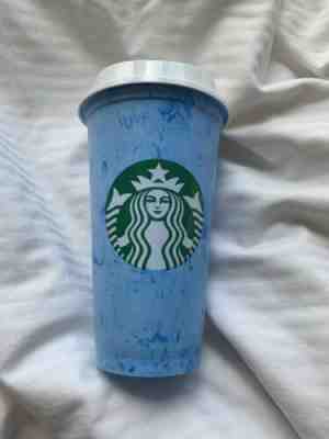 STARBUCKS SUMMER REUSABLE MARBLE Single HOT CUPS (1) BLUE CUP not Color Changing - Sold on eBay May, 12th 2019 for $10.50