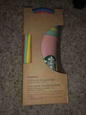 Rare Set Of 5 Color Changing Starbucks Reusable Cold Tumbler Cups With Straws - Sold on eBay May, 12th 2019 for $59.00