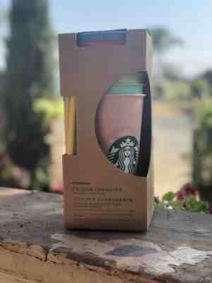 Starbucks Color Changing Reusable Cold Cup Collection Pack of 5 Lids Straws 24oz - Sold on eBay May, 12th 2019 for $65.00
