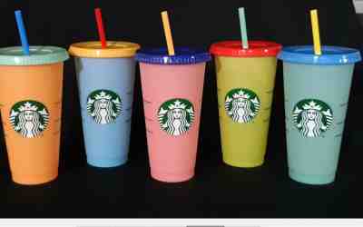 Starbucks Color Changing Cold Cups 5 Cups 5 Lids 5 Straws REUSABLE RARE Summer - Sold on eBay May, 12th 2019 for $56.00