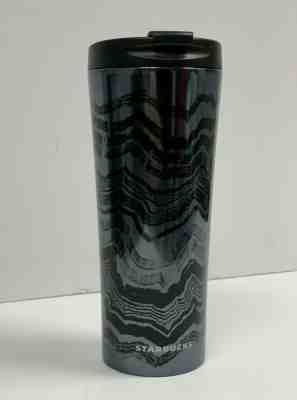 Starbucks Metallic/Black wavy Stainless Steel Tumbler Coffee Cup Travel Mug 16oz - Sold on eBay May, 12th 2019 for $19.99