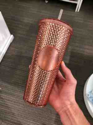 Starbucks 2019 Rose Gold Pink Studded Sparkling Jeweled Jewel Venti 24oz Tumbler - Sold on eBay May, 12th 2019 for $32.00