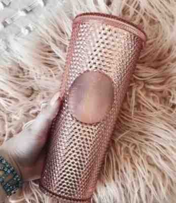 Starbucks Pink Tumbler 2019 Rose Gold Radiant Iridescent Jeweled 24oz Cold Cup - Sold on eBay May, 12th 2019 for $30.00