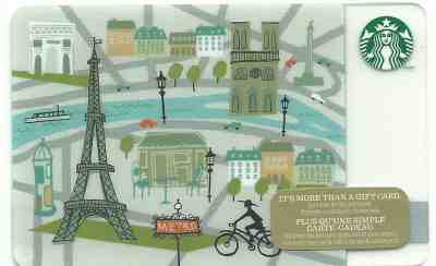Starbucks Card 2014 Paris Bicycle - Sold on eBay May, 12th 2019 for $8.00