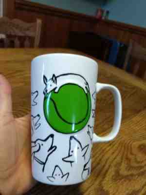 2015 Starbucks Dog Ceramic Coffee Cup 16 oz Mug Dogs Tennis Ball Green White H2F - Sold on eBay May, 12th 2019 for $8.50
