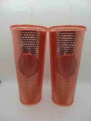 STARBUCKS TUMBLER ROSE GOLD PINK STUDDED SUMMER 2019 BRAND NEW! TWO PACK (2) - Sold on eBay May, 12th 2019 for $39.48