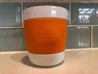 Starbucks Mug 2009 White & Orange 12oz White Rubber Sleeve - Sold on eBay May, 12th 2019 for $8.00
