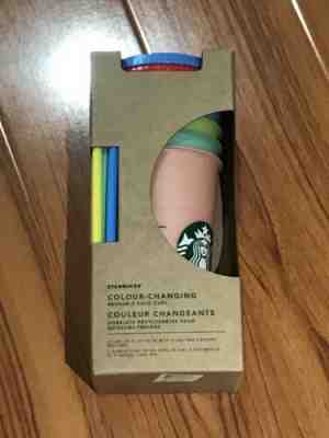 Starbucks Color Changing Reusable Cold Cup Collection Pack of 5 Lids Straws 24oz - Sold on eBay May, 12th 2019 for $41.00