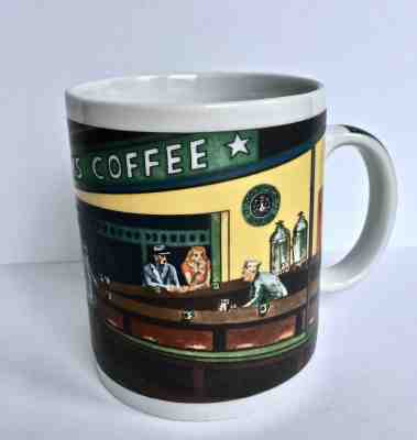 STARBUCKS Large Ceramic Mug ~ Nighthawks by Edward Hopper 1999 - Sold on eBay May, 12th 2019 for $5.00