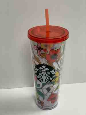 Starbucks Rose Poppy Flowers Double Wall Tumbler Reusable Cold Drink 24oz  - Sold on eBay May, 12th 2019 for $19.99
