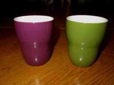 STARBUCKS by AIDA Green/Purple (2) 8oz DOUBLE WALLED/No Handle Coffee Cups 2008 - Sold on eBay May, 12th 2019 for $16.99