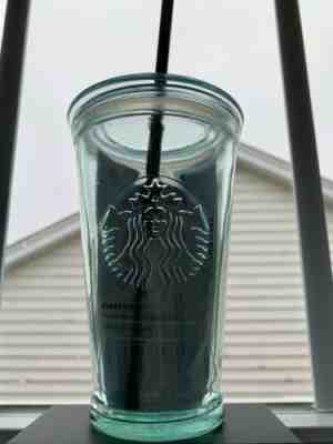 NEW 2019 Starbucks Recycled Green Glass Tumbler MADE IN SPAIN w Lid & Straw 16oz - Sold on eBay May, 12th 2019 for $32.00