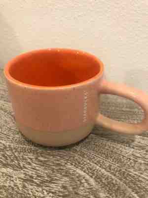 New Starbucks 2018 Terra Cotta Two Tone Pink Orange Long Handle Coffee Mug 12oz - Sold on eBay May, 12th 2019 for $13.95