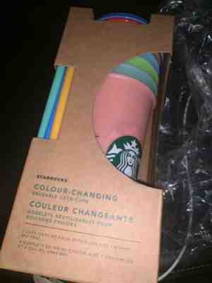 Starbucks Color Changing Reusable Cold Cup Collection Pack of 5 Lids Straws 24oz - Sold on eBay May, 12th 2019 for $60.00
