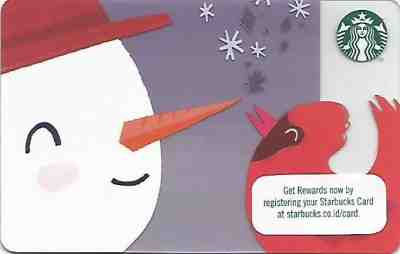 INDONESIA  Starbucks card  NEW " SNOWMAN " 2018  - Sold on eBay May, 12th 2019 for $5.75