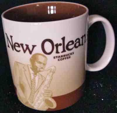 STARBUCKS NEW ORLEANS MARDI GRAS JAZZ BLUES SAXOPHONE COLLECTOR MUG RETIRED  - Sold on eBay May, 12th 2019 for $25.00