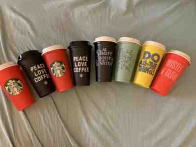 STARBUCKS PEACE LOVE COFFEE 2018 Black Reusable 16oz Coffee Cup Mug Plastic RARE - Sold on eBay May, 11th 2019 for $5.00