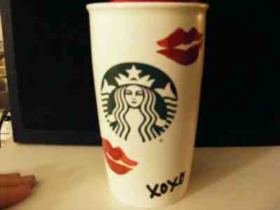 Starbucks Lips Tumbler Red Ceramic  Double Wall Travel Mug Cup - Sold on eBay May, 11th 2019 for $14.99