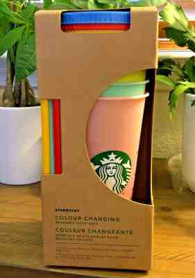NEW! Starbucks COLOR CHANGING Cold Cup Collection 5 Pack Lid Straw 24 oz  - Sold on eBay May, 11th 2019 for $69.99
