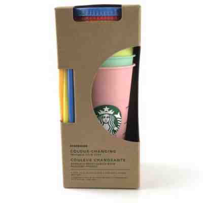 Starbucks Colour Changing Reusable Cold Cups Lids Straws 5 Pack Tumblers 2019 - Sold on eBay May, 11th 2019 for $59.99
