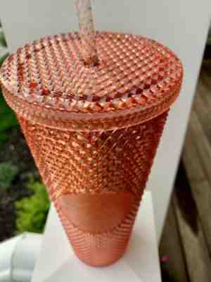 NEW Starbucks Venti Tumbler Summer 2019 IRIDESCENT JEWELED 24oz Rose Gold Pink - Sold on eBay May, 11th 2019 for $38.00