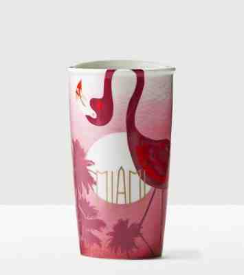 Starbucks MIAMI Pink Flamingo Double Wall Ceramic Travel Tumbler NEW in Box - Sold on eBay May, 11th 2019 for $30.00