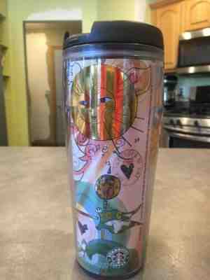 2005 Starbucks Plastic Tumbler Travel Mug Lid Gold Sun MErmaid Hearts Ocean Wave - Sold on eBay May, 11th 2019 for $16.65