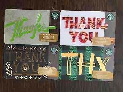 Canada Series STARBUCKS 4 cards "THANK YOU - VARIOUS YEARS" - New No Value - Sold on eBay May, 11th 2019 for $3.25