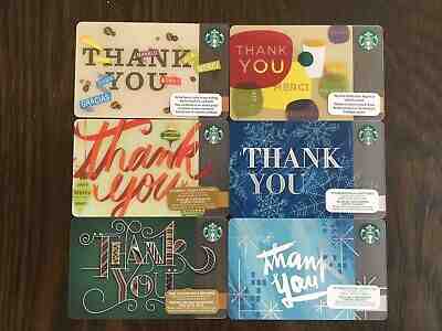 Canada Series STARBUCKS 6 cards "THANK YOU - VARIOUS YEARS" New No Value - Sold on eBay May, 11th 2019 for $4.75