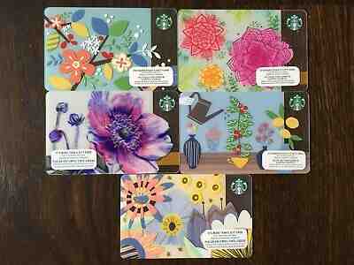 Canada Series STARBUCKS 5 cards "FLOWERS - VARIOUS YEARS" - New No Value - Sold on eBay May, 11th 2019 for $4.25