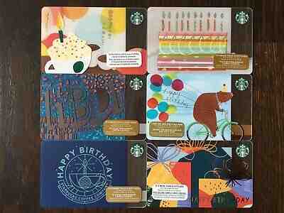 Canada Series STARBUCKS 6 cards "HAPPY BIRTHDAY - VARIOUS YEARS" New No Value - Sold on eBay May, 11th 2019 for $4.75