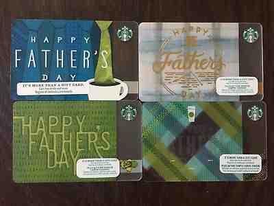 Canada Series STARBUCKS cards "Fathers Days 2014, 2015, 2016, 2017" New No Value - Sold on eBay May, 11th 2019 for $3.50