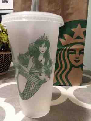  NEW!Starbucks Siren Mermaid Reusable Frosted Plastic Cold Cup Tumbler Venti 24  - Sold on eBay May, 11th 2019 for $11.00
