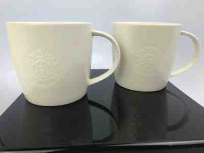 Pair of Starbucks Coffee Embossed Siren 2009 New Bone China Mugs Cups 18 oz - Sold on eBay Apr, 21st 2019 for $35.00